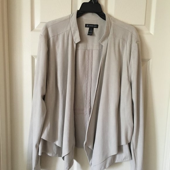 INC INT'L Putty Faux Suede Drape Front Jacket XL - Picture 2 of 5